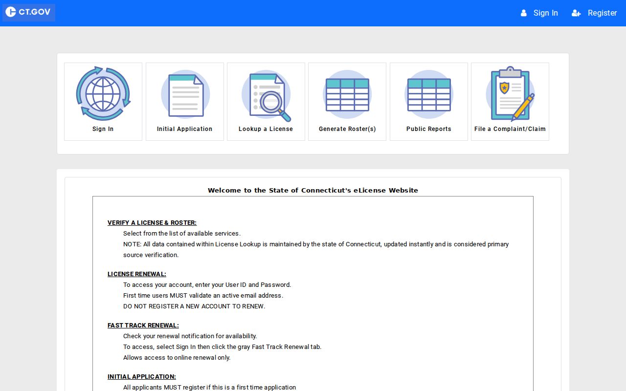 Glastonbury residents directory Connecticut eLicense search
