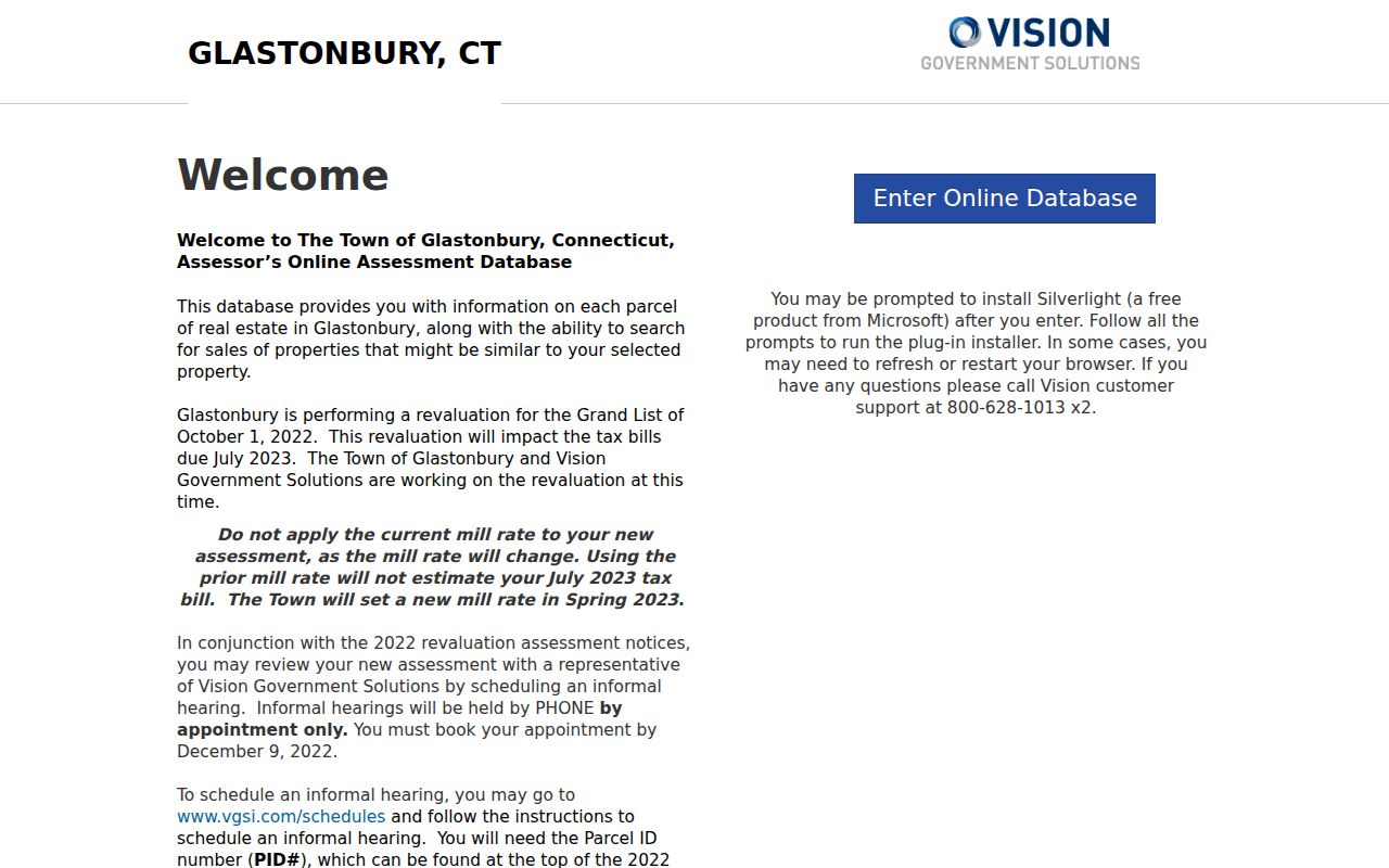 Glastonbury residents directory Vision assessment search