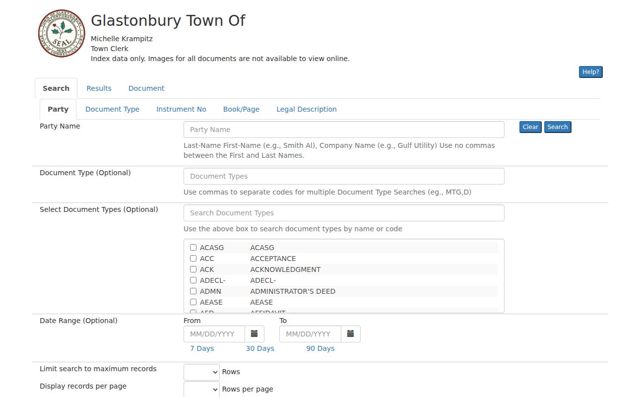 Glastonbury street directory SearchNG land index