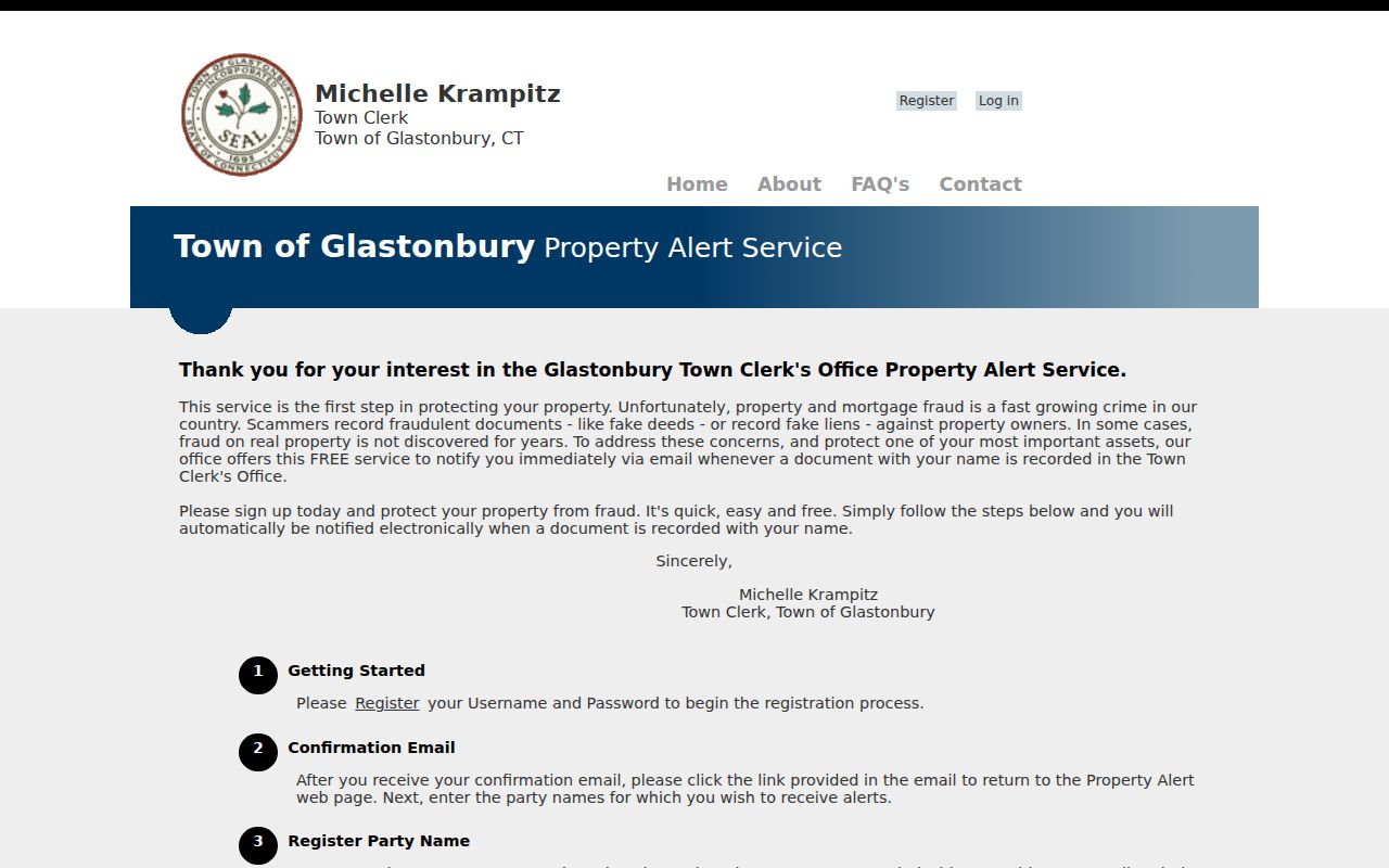 Glastonbury street directory property alert
