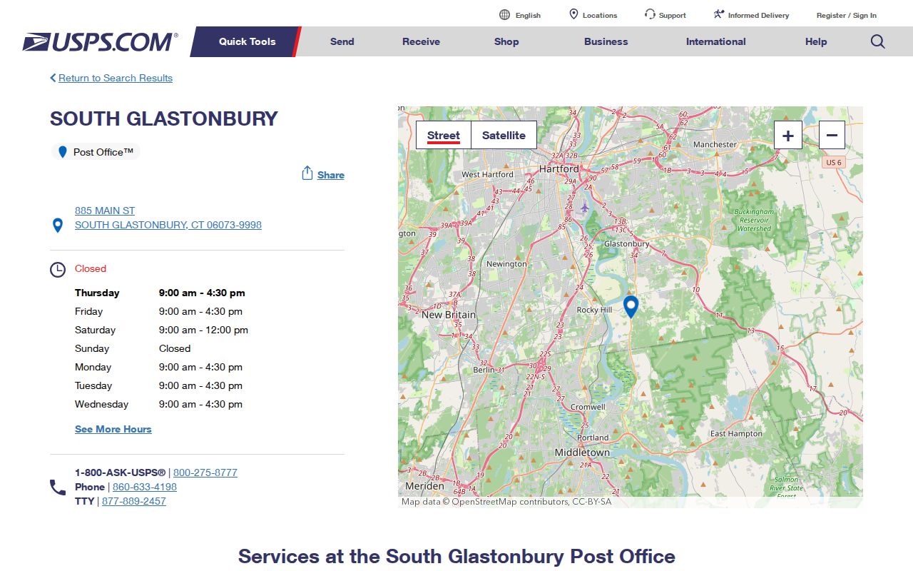 Glastonbury ZIP code directory South Glastonbury Post Office